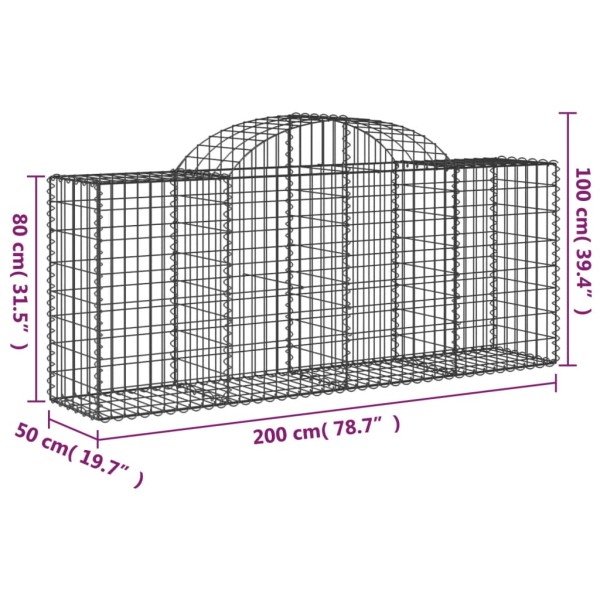 Cestas de gaviones 20 uds forma de arco hierro 200x50x80/100 cm