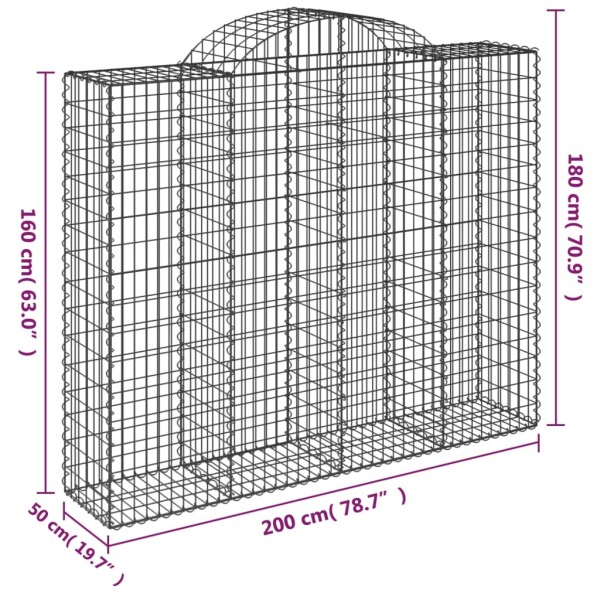 Cestas gaviones 15 uds forma de arco hierro 200x50x160/180 cm