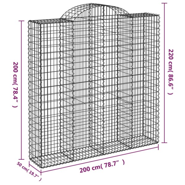 Cestas de gaviones 2 uds forma de arco hierro 200x50x200/220 cm