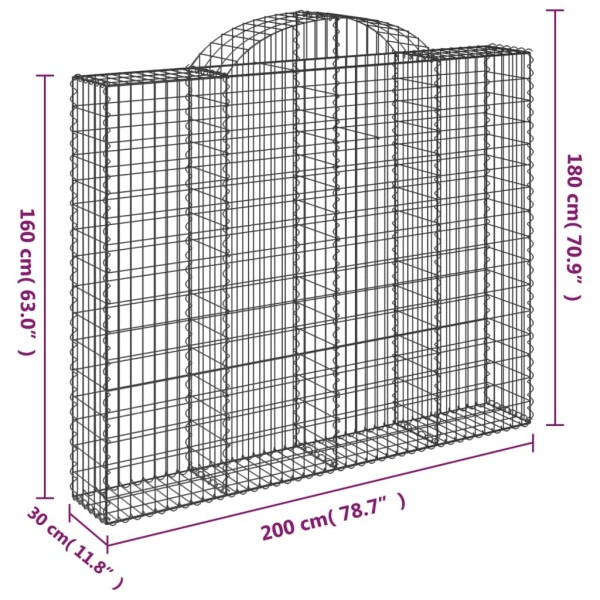 Cestas gaviones 3 uds forma de arco hierro 200x30x160/180 cm