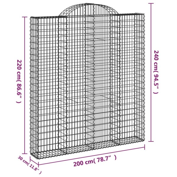 Cestas de gaviones 5 uds forma de arco hierro 200x30x220/240 cm