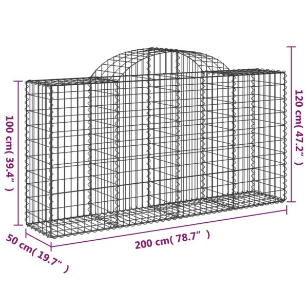 Cestas de gaviones 5 uds forma de arco hierro 200x50x100/120cm