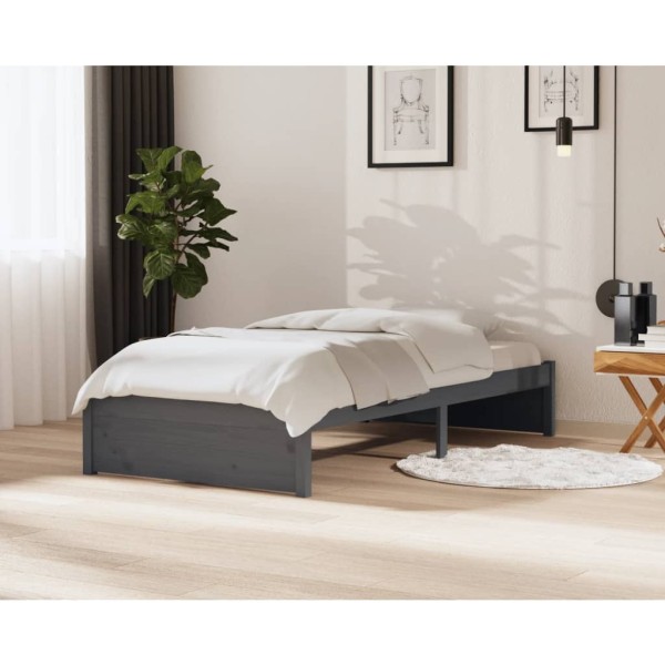 Estructura de cama madera maciza gris 100x200 cm