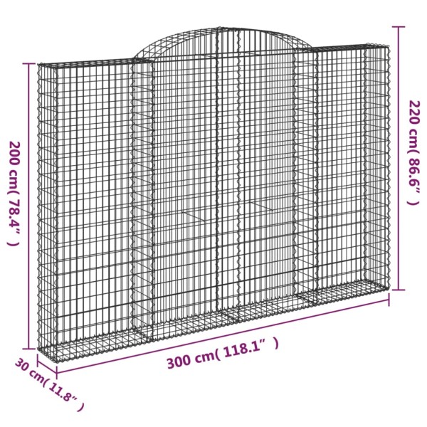 Cestas de gaviones 2 uds forma de arco hierro 300x30x200/220 cm