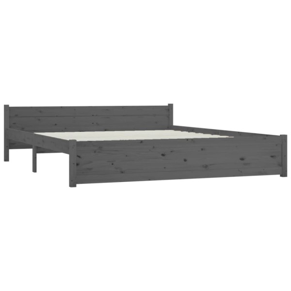 Estructura de cama de madera maciza gris 160x200 cm