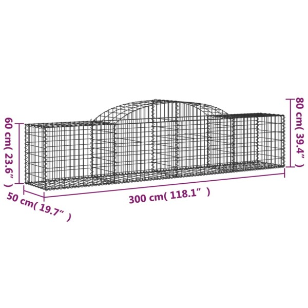 Cestas de gaviones 20 uds forma de arco hierro 300x50x60/80 cm