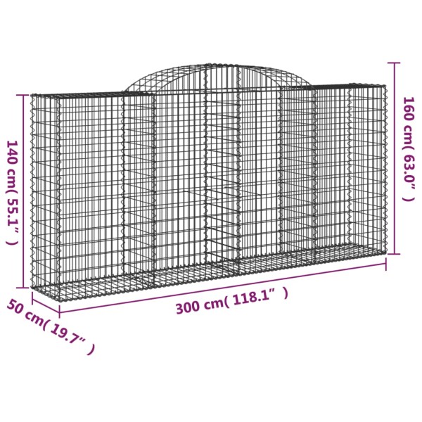 Cestas gaviones 7 uds forma de arco hierro 300x50x140/160 cm