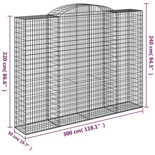 Cestas de gaviones 5 uds forma de arco hierro 300x50x220/240 cm