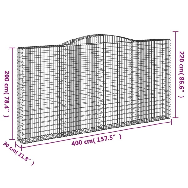 Cestas de gaviones 5 uds forma de arco hierro 400x30x200/220 cm