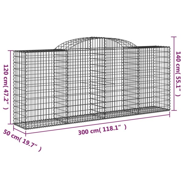 Cestas gaviones 30 uds forma de arco hierro 300x50x120/140 cm