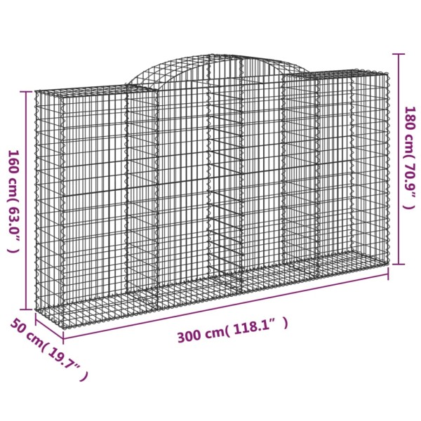 Cestas gaviones 10 uds forma de arco hierro 300x50x160/180 cm