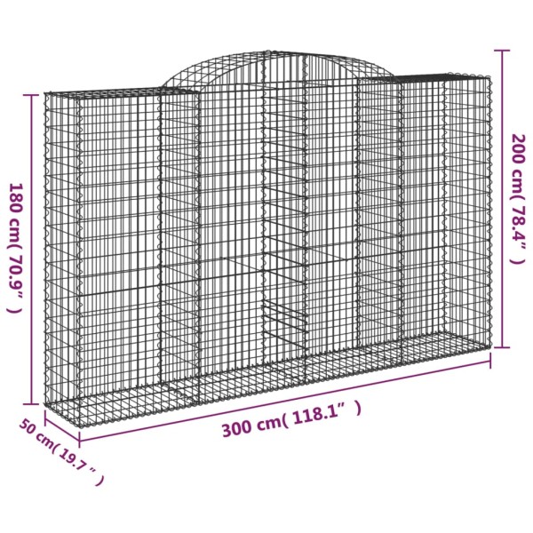 Cestas de gaviones 4 uds forma de arco hierro 300x50x180/200 cm