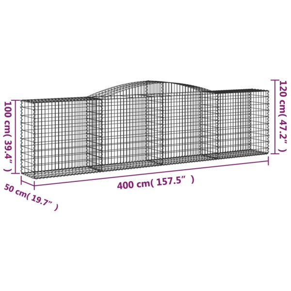 Cestas de gaviones 6 uds forma de arco hierro 400x50x100/120 cm