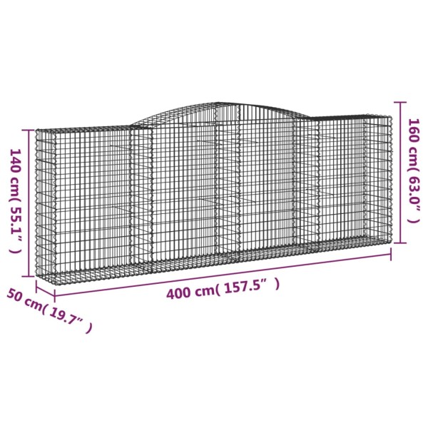 Cestas gaviones 8 uds forma de arco hierro 400x50x140/160 cm