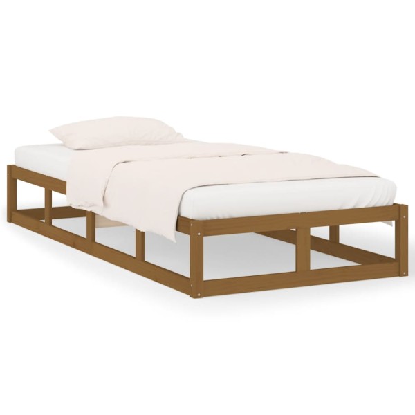 Estructura de cama individual madera maciza marrón 90x190 cm