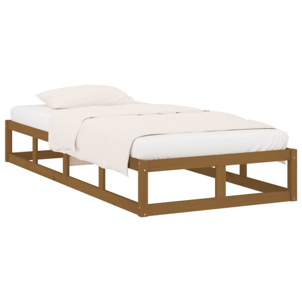 Estructura de cama individual madera maciza marrón 90x190 cm