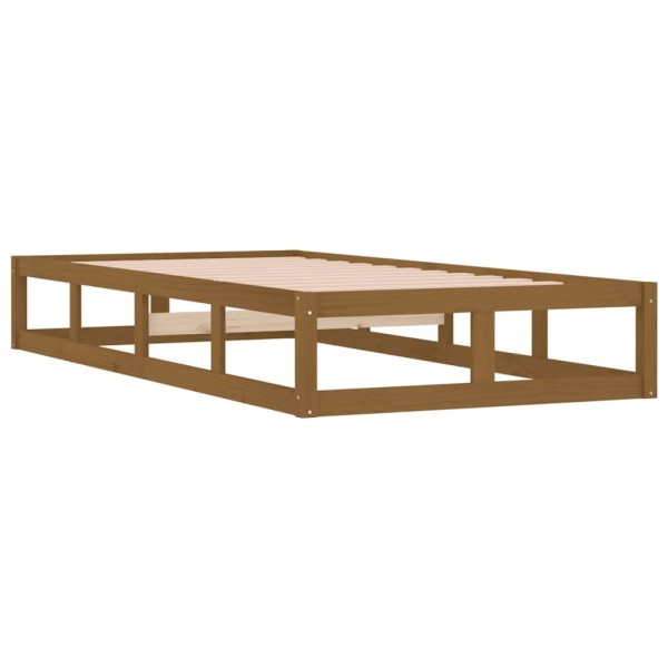 Estructura de cama individual madera maciza marrón 90x190 cm