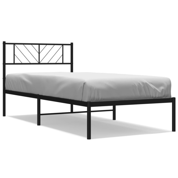 Estructura de cama con cabecero metal negro 90x190 cm