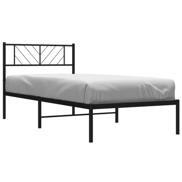 Estructura de cama con cabecero metal negro 90x190 cm