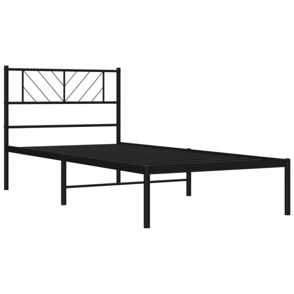 Estructura de cama con cabecero metal negro 90x190 cm