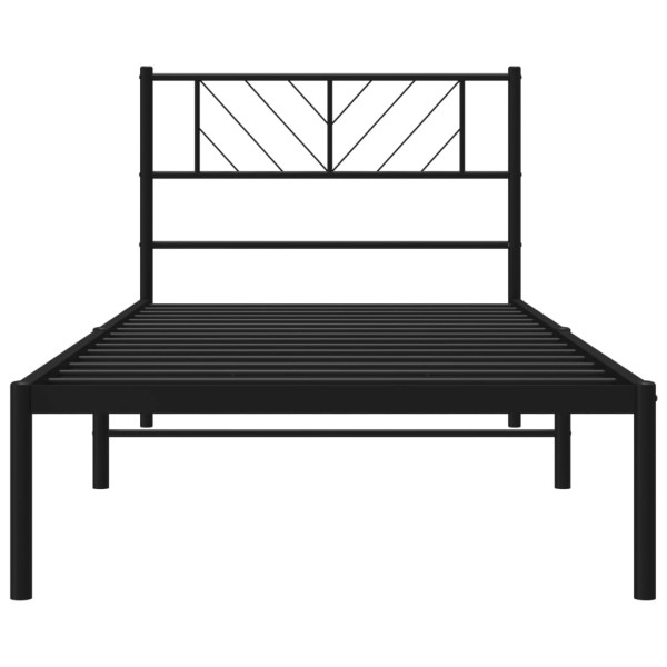 Estructura de cama con cabecero metal negro 90x190 cm