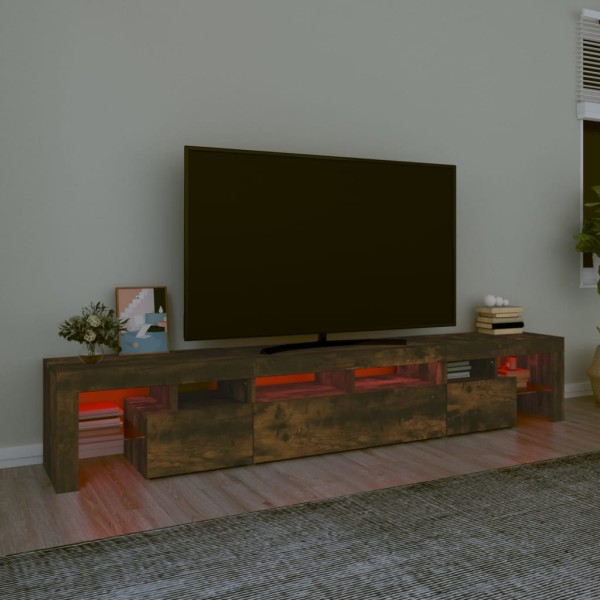 Mueble de TV con luces LED color roble ahumado 230x36,5x40 cm