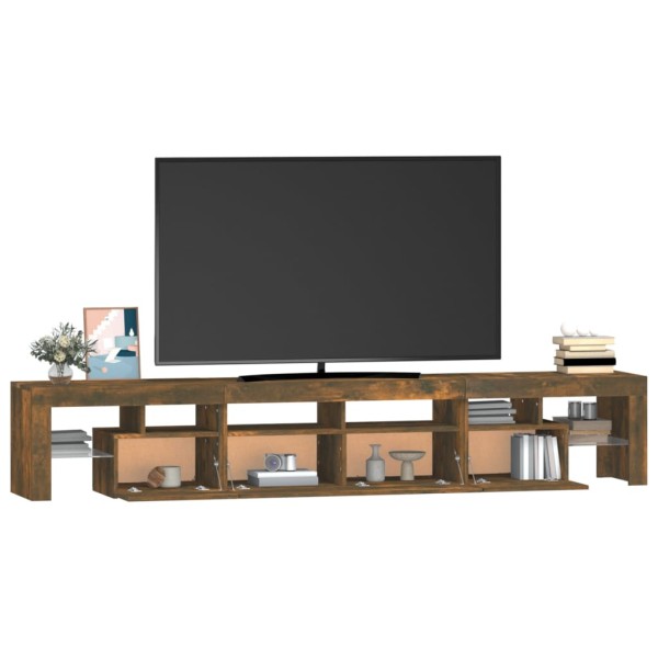 Mueble de TV con luces LED color roble ahumado 230x36,5x40 cm