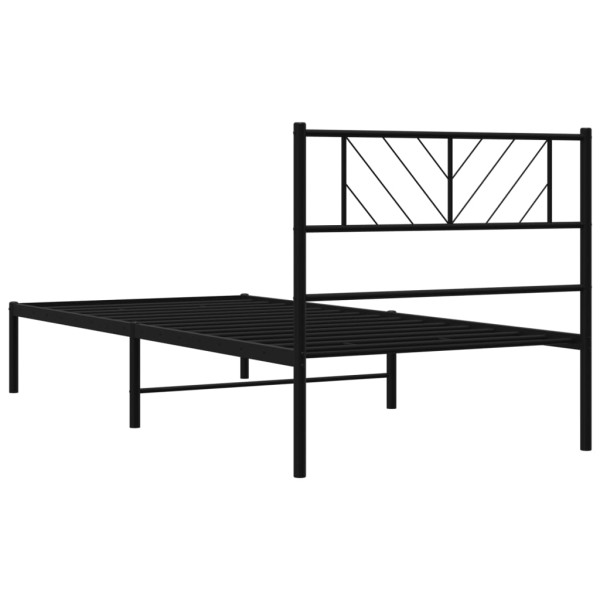 Estructura de cama con cabecero metal negro 90x190 cm