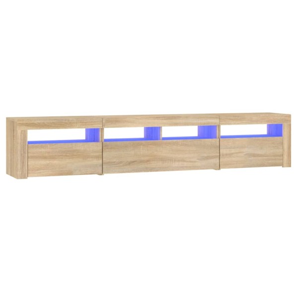 Mueble de TV con luces LED roble Sonoma 210x35x40 cm