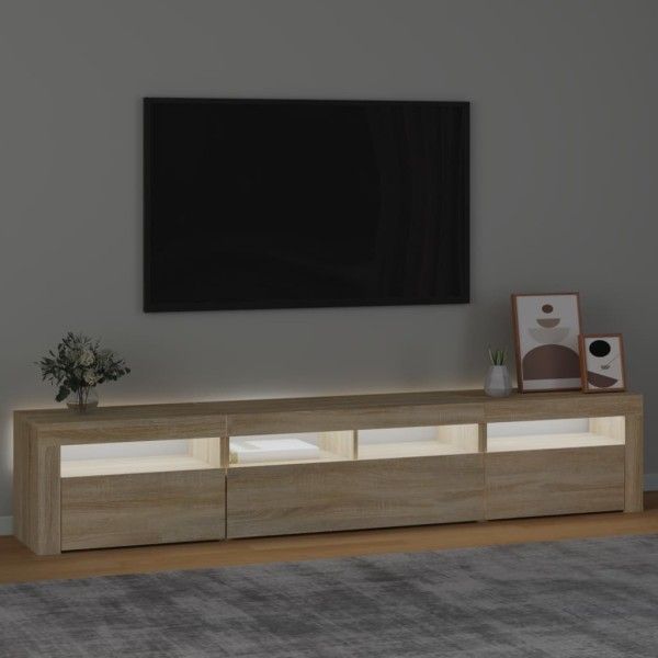 Mueble de TV con luces LED roble Sonoma 210x35x40 cm