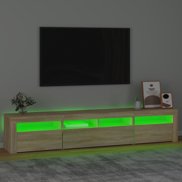 Mueble de TV con luces LED roble Sonoma 210x35x40 cm