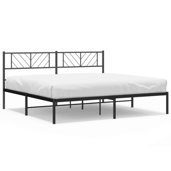 Estructura de cama con cabecero metal negro 200x200 cm