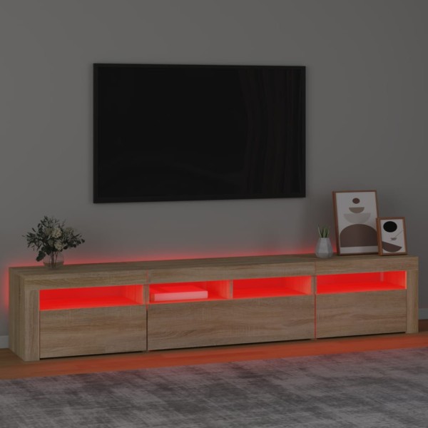 Mueble de TV con luces LED roble Sonoma 210x35x40 cm