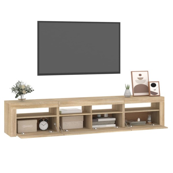 Mueble de TV con luces LED roble Sonoma 210x35x40 cm