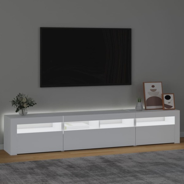 Mueble de TV con luces LED blanco 210x35x40 cm