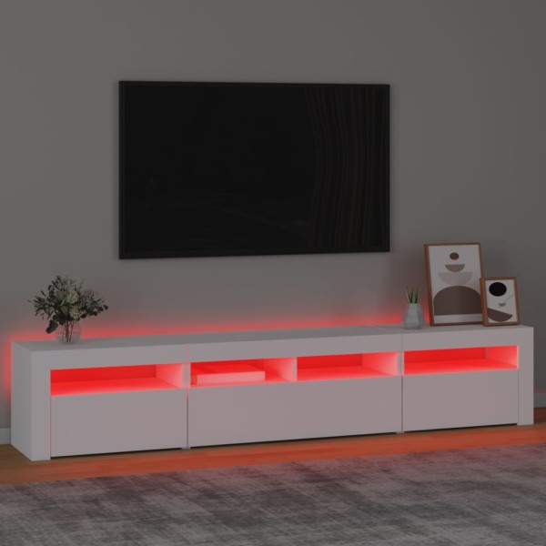 Mueble de TV con luces LED blanco 210x35x40 cm