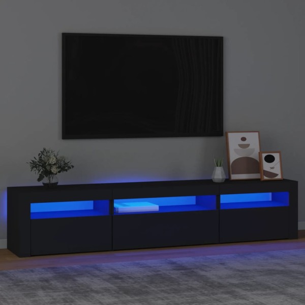 Mueble de TV con luces LED negro 195x35x40 cm