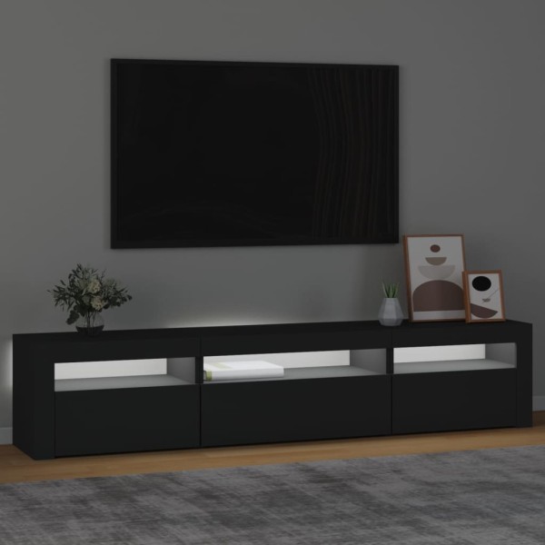 Mueble de TV con luces LED negro 195x35x40 cm