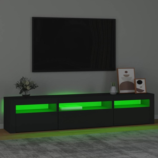 Mueble de TV con luces LED negro 195x35x40 cm