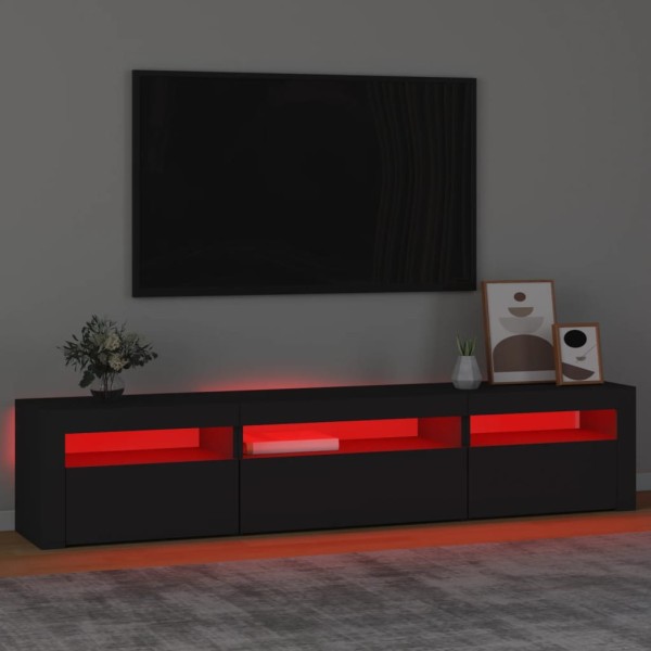 Mueble de TV con luces LED negro 195x35x40 cm