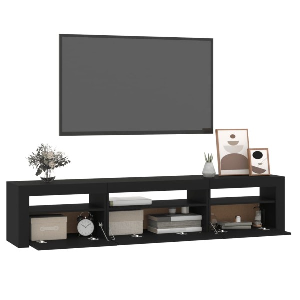 Mueble de TV con luces LED negro 195x35x40 cm