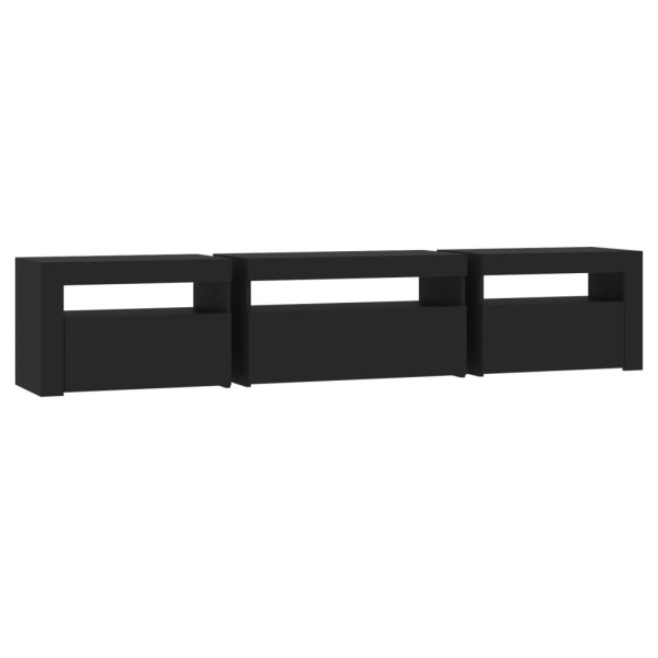 Mueble de TV con luces LED negro 195x35x40 cm