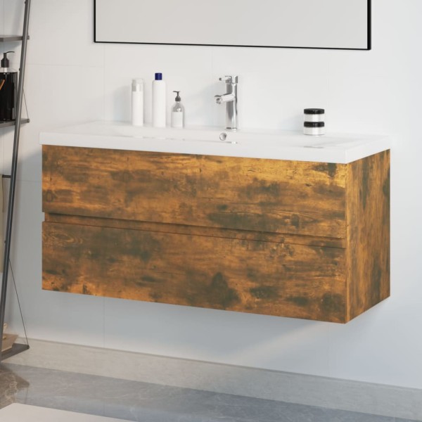 Mueble de baño con lavabo madera contrachapada roble ahumado