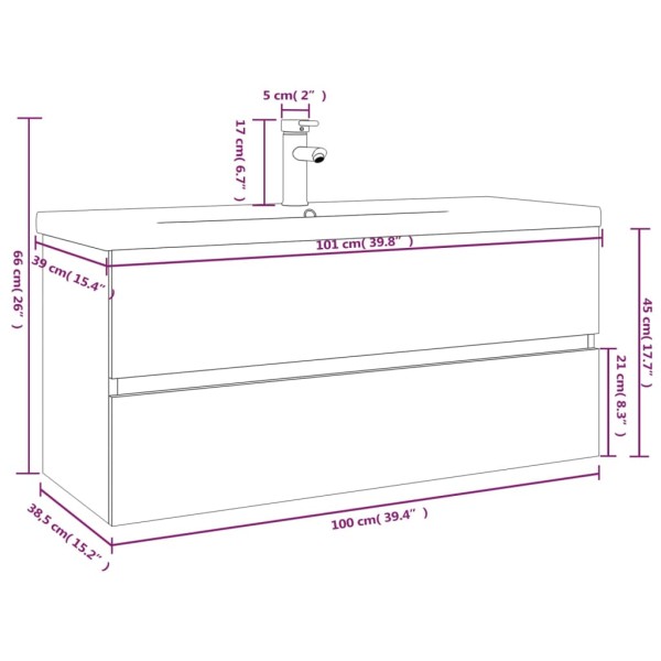 Mueble de baño con lavabo madera contrachapada roble ahumado