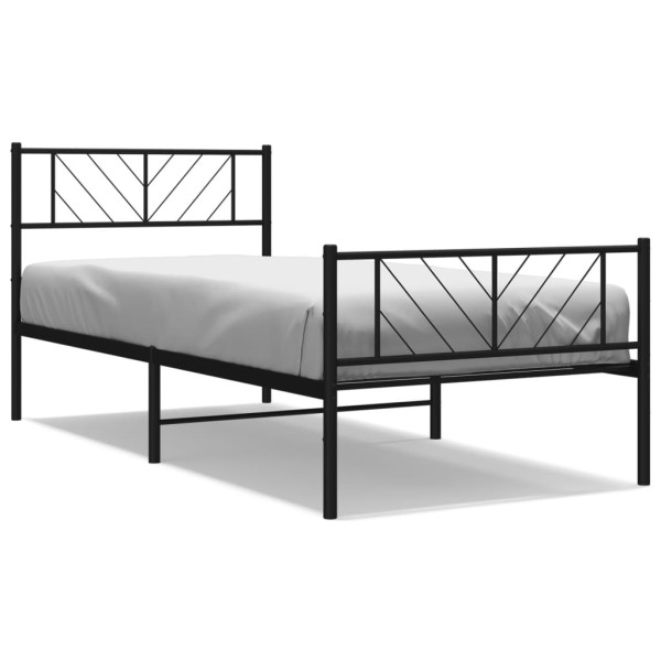 Estructura de cama con cabecero y estribo metal negro 90x200 cm