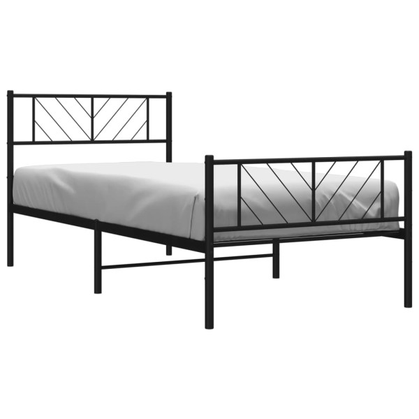 Estructura de cama con cabecero y estribo metal negro 90x200 cm