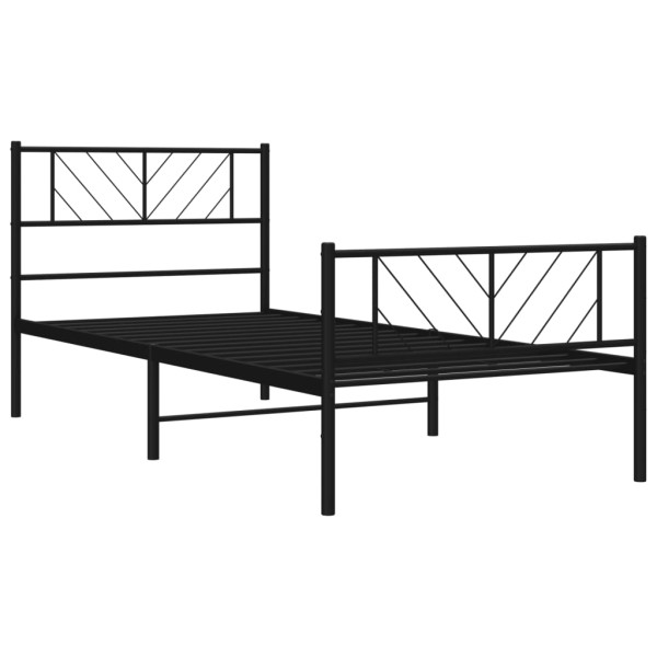 Estructura de cama con cabecero y estribo metal negro 90x200 cm