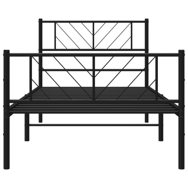 Estructura de cama con cabecero y estribo metal negro 90x200 cm