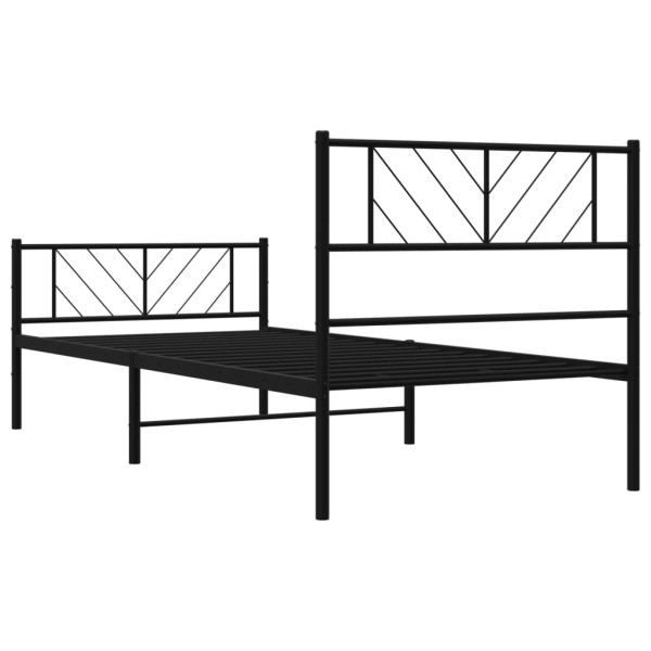 Estructura de cama con cabecero y estribo metal negro 90x200 cm