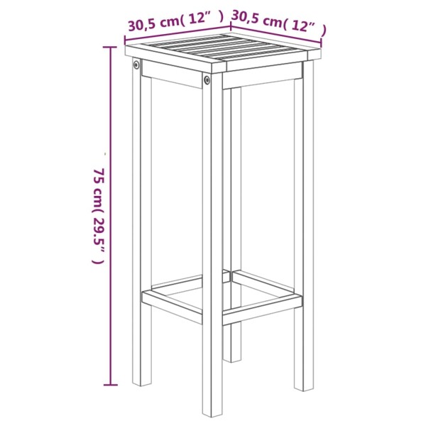 Mesa y taburetes altos de jardín 5 pzas madera maciza acacia